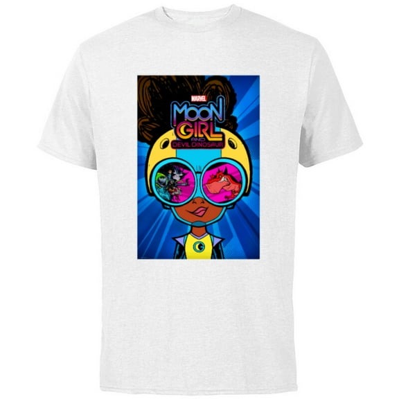 Marvel Moon Girl and Devil Dinosaur Goggles Good vs. Bad - Short Sleeve Cotton T-Shirt for Adults - Customized-White