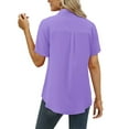 thumbnail image 4 of ONLYSHE Womens Comfy Button Down Shirts V Neck Short Sleeve Office Blouses Business Casual Tops, 4 of 5