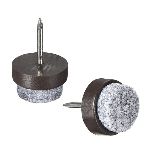 Nail On Furniture Felt Pads Chair Table Leg Protector 17mm Dia Brown 20pcs