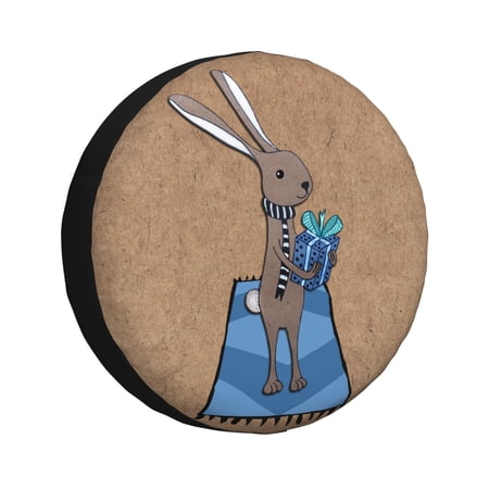 XMXY Rabbit Drawing Spare Tire Cover, Universal Waterproof Cover for Jeep RV Tire Wheel Protection, 16 inch