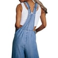 thumbnail image 4 of Franhais Women's Casual Stretch Adjustable Denim Wide Leg Romper Bib Overall Loose Stretch Denim Pocket, 4 of 9
