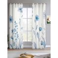 thumbnail image 2 of Blue Spring Floral Sheer Curtains 63 Inch Length 2 Panels Set for Living Room/Bedroom, Summer Flowers Botanical Elegant Kitchen Curtains Grommet Semi-Sheer Curtains Drapes Window Treatments 42"x63"x2, 2 of 7