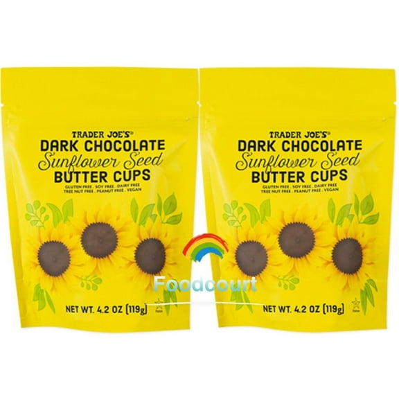 2 Packs Trader Joe's Mini Dark Chocolate Sunflower Seed Butter Cups 4.2 oz Each