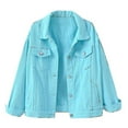 thumbnail image 2 of Women Spring And Autumn Coats Warm Solid Long Sleeve Denim Jacket Outerwear Tw, 2 of 5