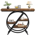thumbnail image 2 of Fnova 40" Industrial Console Table, 4-Tier Entryway Table with Geometric Metal Frame, Rustic Narrow Sofa Table for Living Room, Hallway, 2 of 7