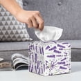 thumbnail image 6 of Gukieu Lavender Flowers Print Leather Tissue Box, PVC Waterproof Velcro Opening and Closing Square Tissue Box Holder, Suitable for Home and Office Decoration, 6 of 7