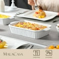 thumbnail image 4 of MALACASA Casserole Dishes for Oven, Porcelain Baking Dishes, Ceramic Bakeware Sets of 4, Rectangular Lasagna Pans Deep with Handles for Baking Cake Kitchen, White (9.4"/11.1"/12.2"/14.7"), Series, 4 of 8