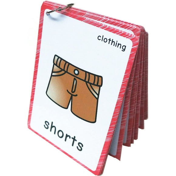 TRAHOO-36 pcs Clothing Flash Cards, Early Learning Cards on Ring for Toddlers, Kids Learning Tools(Kids Photo Flash Card) for pre-Kindergarten-Classroom Decorations for Kids and Teacher Tools,12x9cm