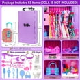thumbnail image 2 of ZITA ELEMENT 83 Pcs Doll Clothes & Accessories with Purple Closet Wardrobe for 11.5 Inch Doll Dress Up Set Including Wardrobe Shoes, Wallet, Dress Hangers, Brush, Necklace, Pet and Other Accessories, 2 of 8