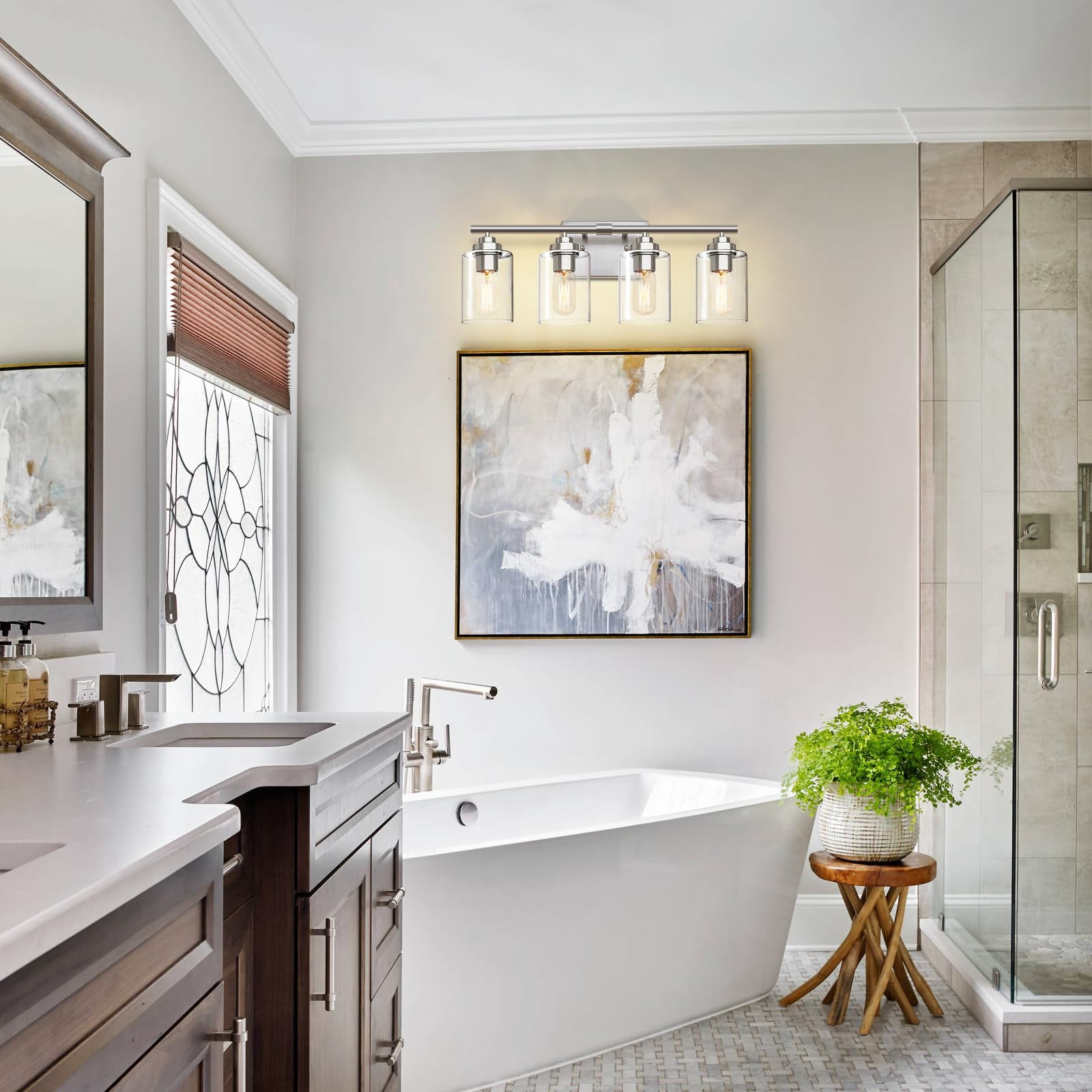 Bathroom Vanity Light Over Mirror Fixture Wall Sconce Lighting For Bedroom Living Room (nickel  4-light)