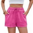 thumbnail image 3 of 2025 spring/summer new women's solid color drawstring pocket fashion casual shorts in stock, 3 of 6