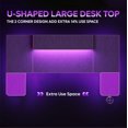 thumbnail image 5 of Bestier U-shaped Gaming Desk with Monitor Stand, LED Lights, Headphone Hooks, Cup Holder, 31.5 x 59 in, Carbon Fiber Black, 5 of 9
