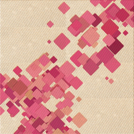 Ahgly Company Indoor Square Patterned Deep Peach Orange Area Rugs, 6' Square