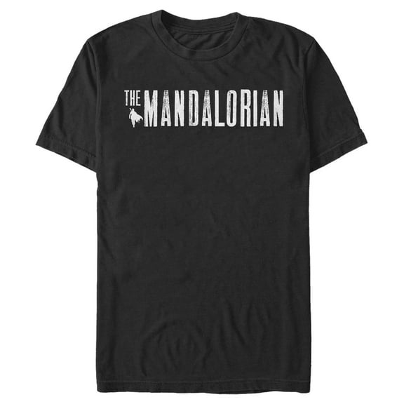 Men's Star Wars: The Mandalorian Distressed Title Logo Graphic Tee Black X Large