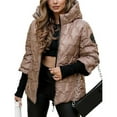 thumbnail image 1 of Chaquetas Acolchadas con Capucha para Mujer, de Larga, Cálidas y Acolchadas. Marrón L, 1 of 5