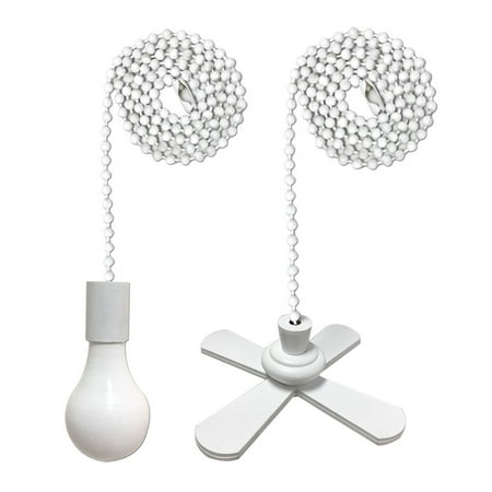 

Royal Designs Fan and Light Bulb Shaped Pull Chain Set White Finish One Pair