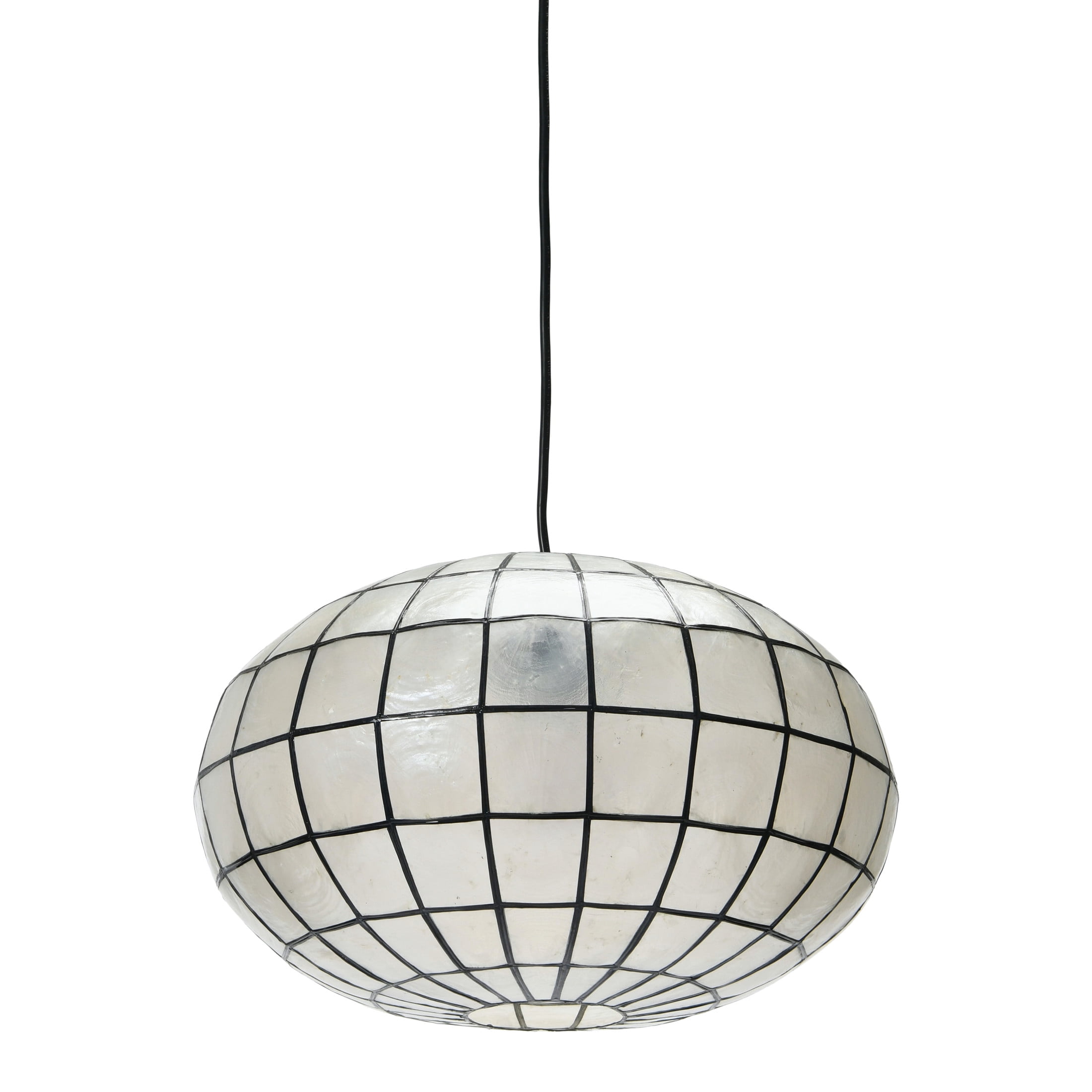 Creative Co-Op Oblong Capiz Ceiling Light, White and Black