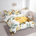 thumbnail image 4 of Homewish Chic Rose Floral Bedding Comforter Set 7pcs, White Yellow Watercolor Art Queen Bedding Sets, Retro French Style Reversible Queen Sheet Sets, Ultra Soft Bedroom Decor, 4 of 8