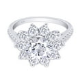 thumbnail image 2 of AFFY 1.70 Carat Round Cut Lab Created Moissanite Diamond Flower Engagement Wedding Ring In 14K White Gold Over Sterling Silver Jewelry For Women (VVS1 Clarity)-4, 2 of 7