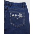 thumbnail image 4 of Women's Classic Boot Cut Jeans, Dark Blue Denim with Star Pocket Design, High Rise (US, Alpha, Small, Regular, Regular, Blue), 4 of 5