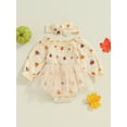 thumbnail image 4 of Jxzom Newbrob Baby Girl Halloween Outfits Long Sleeve Smocked Bodysuit Dress with Headband 0 3 6 12 18 Months Fall Clothes Set, 4 of 8