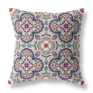 Amrita Sen Clover Leaf Floral Broadcloth Indoor Outdoor Zippered Pillow Maroon Green