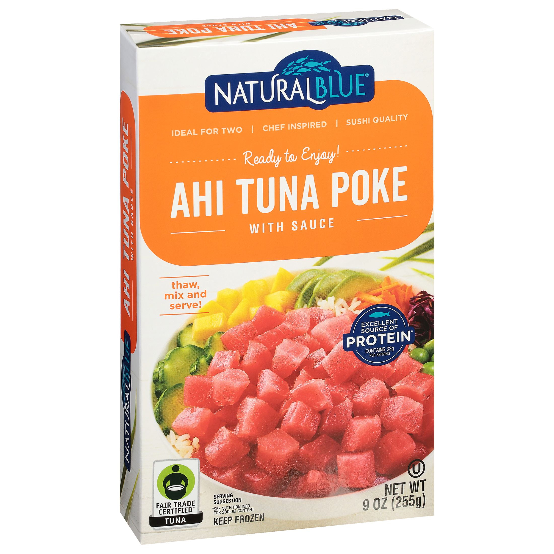 Ahi Tuna Poke Kit, Natural Blue, with Hawaiian-Inspired Sauce, 9