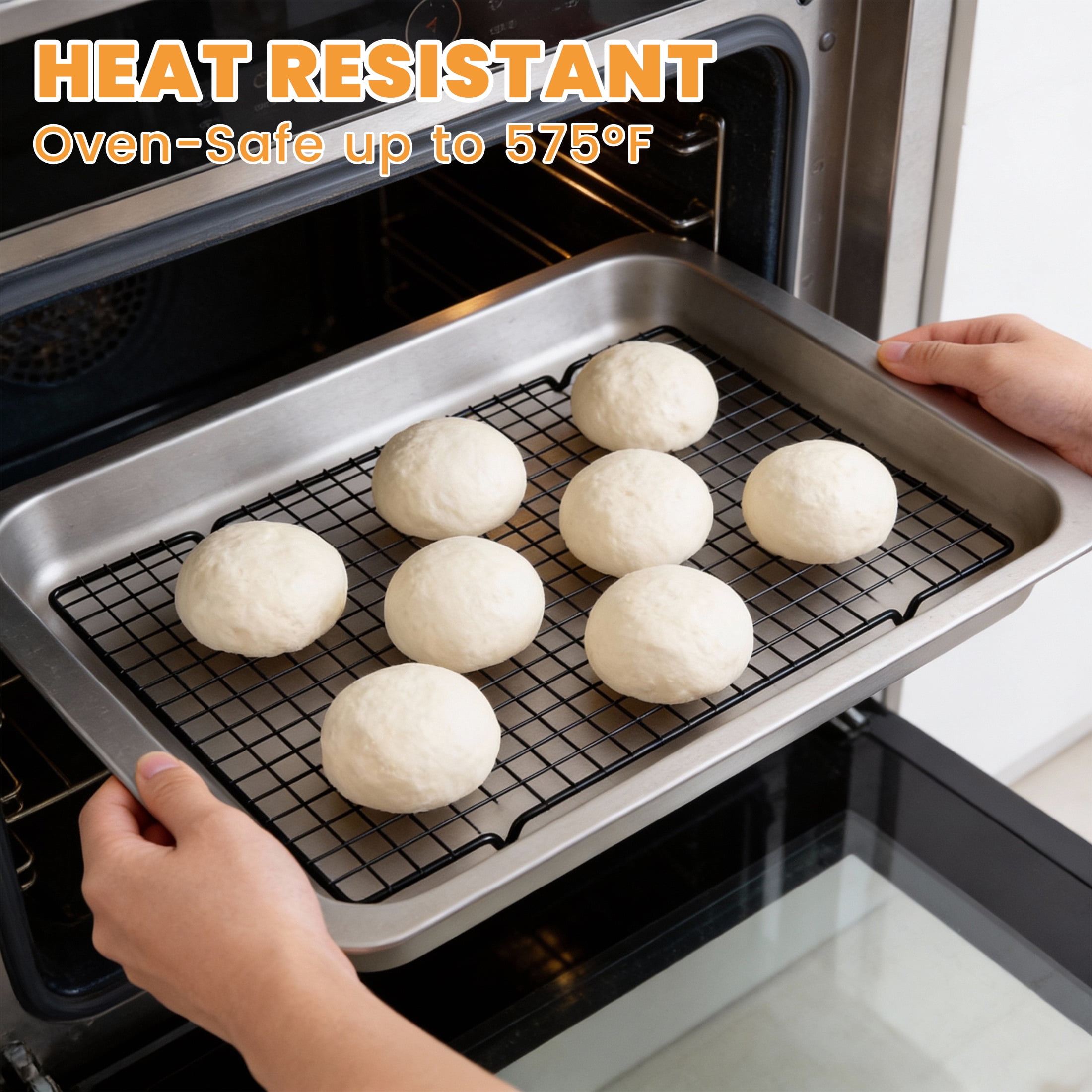 cisilov Cooling Rack for Baking 2-Pack, 10" x 15" Grid Wire Rack, Baking Racks for Oven Cooking, Baking, Grilling, Roasting, Black