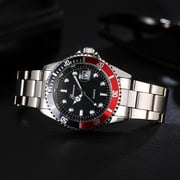 Fsqjgq Watches for Men Classic Stainless Steel Date Sport Quartz Analog Wrist Watch Mens Dress Watches Red