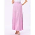thumbnail image 4 of DARING DIVA Long Pleated Skirt for Women's Elastic High Waist A-line Maxi 2XL Rose Pink, 4 of 6