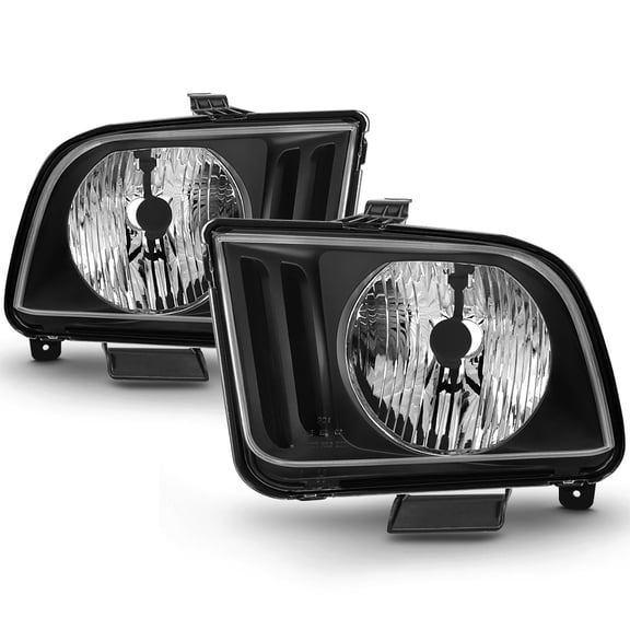Black 2005 2006 2007 2008 2009 Ford Mustang Headlights Headlamps Left Right Pair