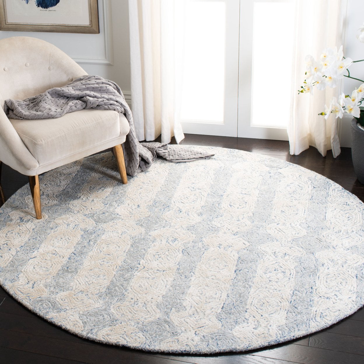 SAFAVIEH Glamour Aubree Abstract Area Rug, Blue/Ivory, 3' x 5'