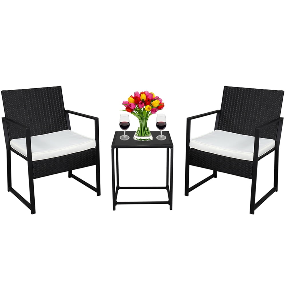 Outdoor Patio Furniture Set for 2, Seizeen 3 PCS Rattan Conversation