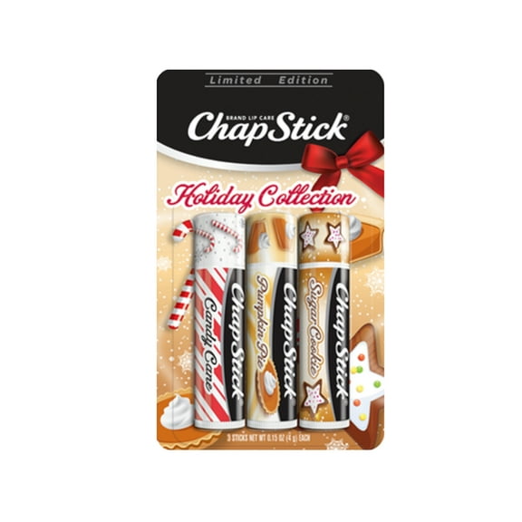 ChapStick Limited Edition Holiday Collection Trio, Includes Candy Cane, Pumpkin Pie, and Sugar Cookie, 0.15 oz Each