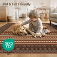 thumbnail image 4 of ODIKA 5'x7' Washable Area Rug Non-Slip, Chair-Friendly Boho Striped Central Chain Symmetrical Earthy Contrast Decor for Dining Room, Under Table, Home Office, 4 of 7