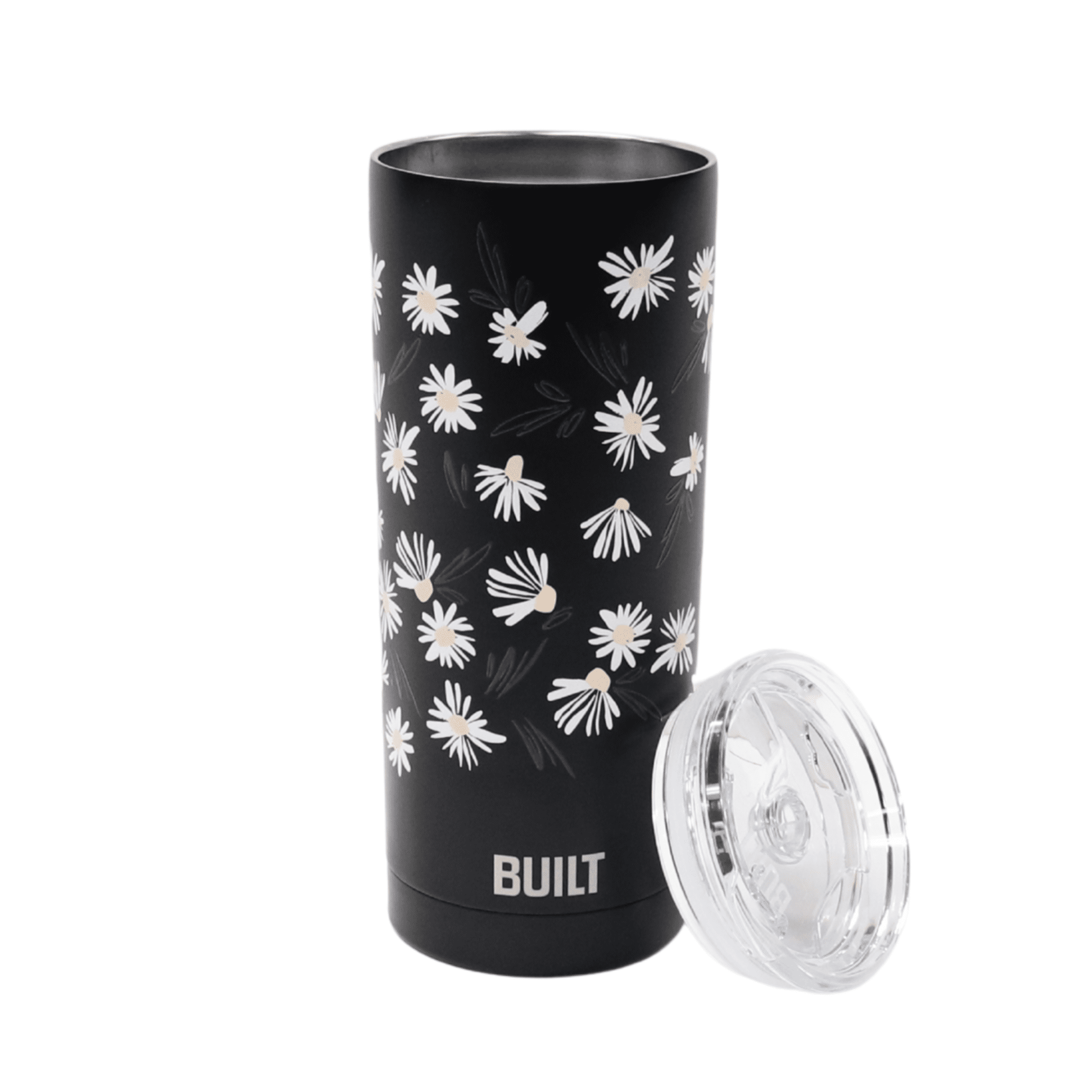 BUILT Double Wall Stainless Steel 20 oz Tumbler Black with White Floral