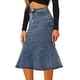 thumbnail image 2 of Falda vaquera casual de cintura alta con volantes y cola de pez para mujer Gris Azulado XS, 2 of 2