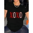 thumbnail image 1 of Un T-Shirt à Manches Courtes Stylé pour Femme avec un Col Rond Confortable et un Design d'Imprimé Unique, Parfait pour Offrir, Surtout comme Chandail à Thème de Cœur pour la Saint-Valentin, et C'est un Chandail Amusant.fa, 1 of 7