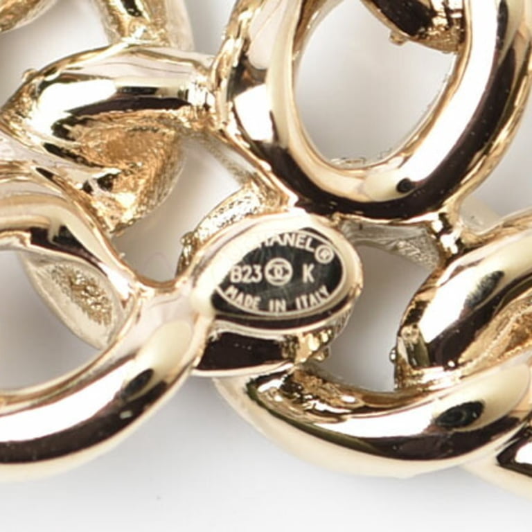 Pre-Owned CHANEL Brooch Pin Coco Mark Rhinestone Gold Black 
