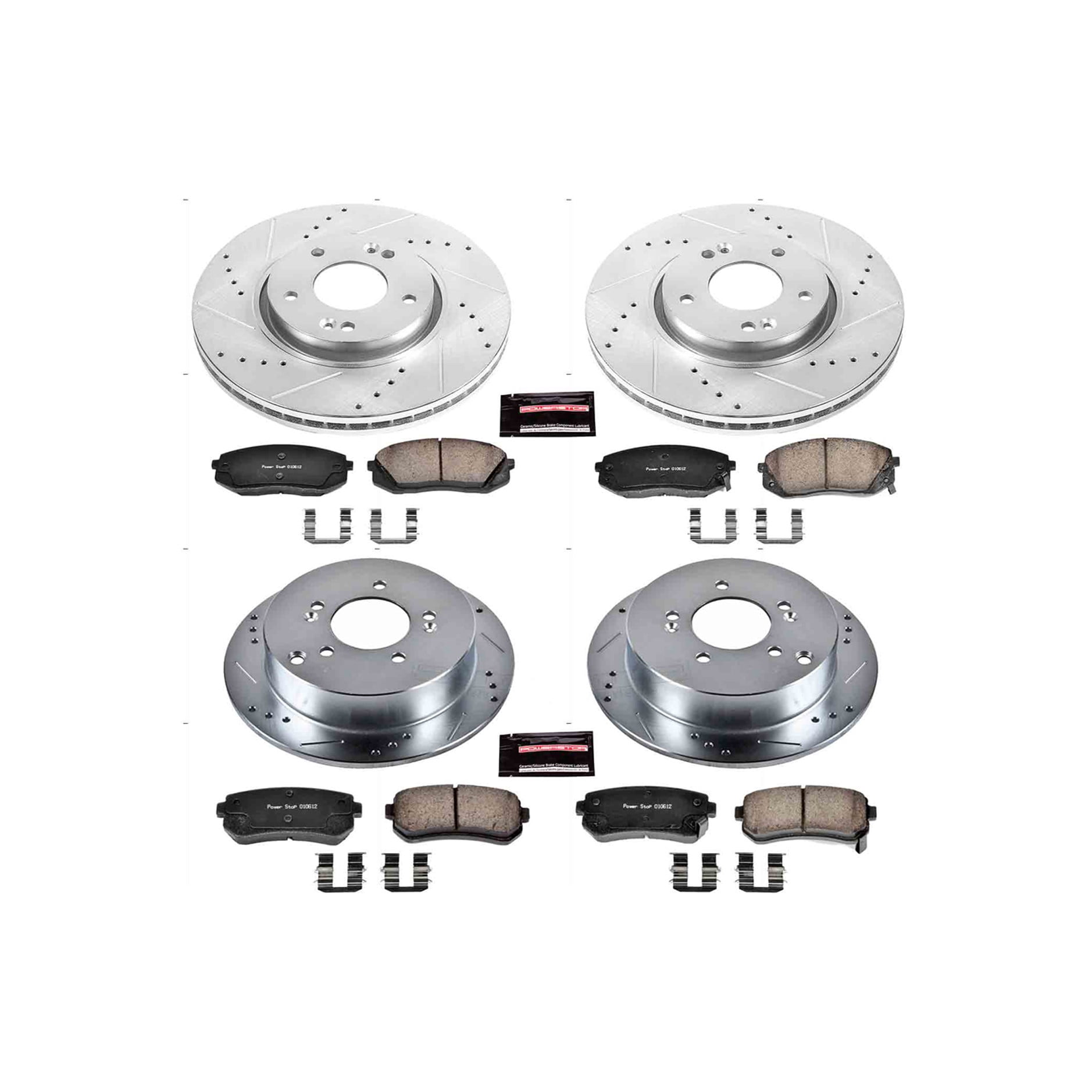 PowerStop Front and Rear Z23 Evolution Sport Carbon-Fiber Ceramic Brake Pad and Drilled & Slotted Rotor Kit Fits: KIA Select Models K6511