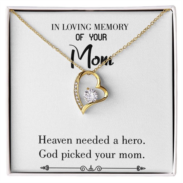 To Mom Remembrance Message God Picked Mom White Forever Necklace w Message Card