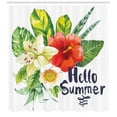 thumbnail image 3 of Hello Summer Shower Curtain, Hello Summer Words Tropical Flowers and Plantation with Bouquets Hibiscus, Fabric Bathroom Set with Hooks, 69W X 75L Inches Long, Multicolor, by Ambesonne, 3 of 3