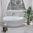 thumbnail image 4 of Vespa 63" Solid Surface Stone Freestanding Soaking Bathtub in Matte White, 4 of 20