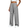 thumbnail image 2 of Wide Leg Pants Joggers Track Pants Women's Lightweight Oversized Trousers Women's Drawstring Sweatpants Elastic Waist Pants with Pockets, 2 of 9