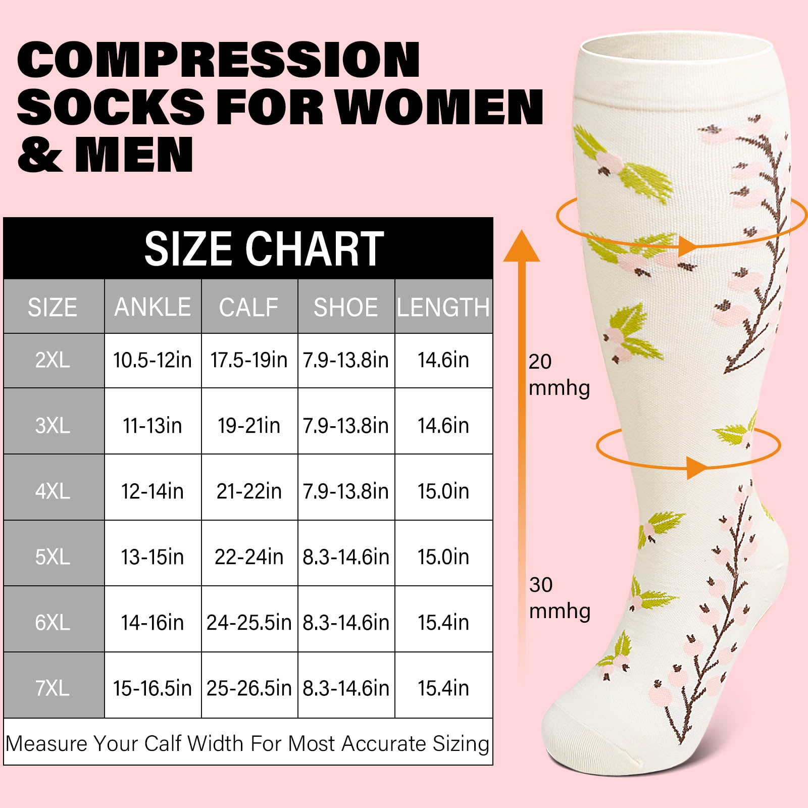 AMITOFO Plus Size Compression Socks for Women & Men Circulation (2 Pairs) – Graduated Support Socks for Running and Athletic Sports