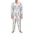 thumbnail image 3 of Picia Lavender Flowers Pattern Men’s Long-Sleeve Sleepwear Set - Soft 2-Piece Loungewear with Pockets, Comfy PJs for Relaxing Nights-Medium, 3 of 7