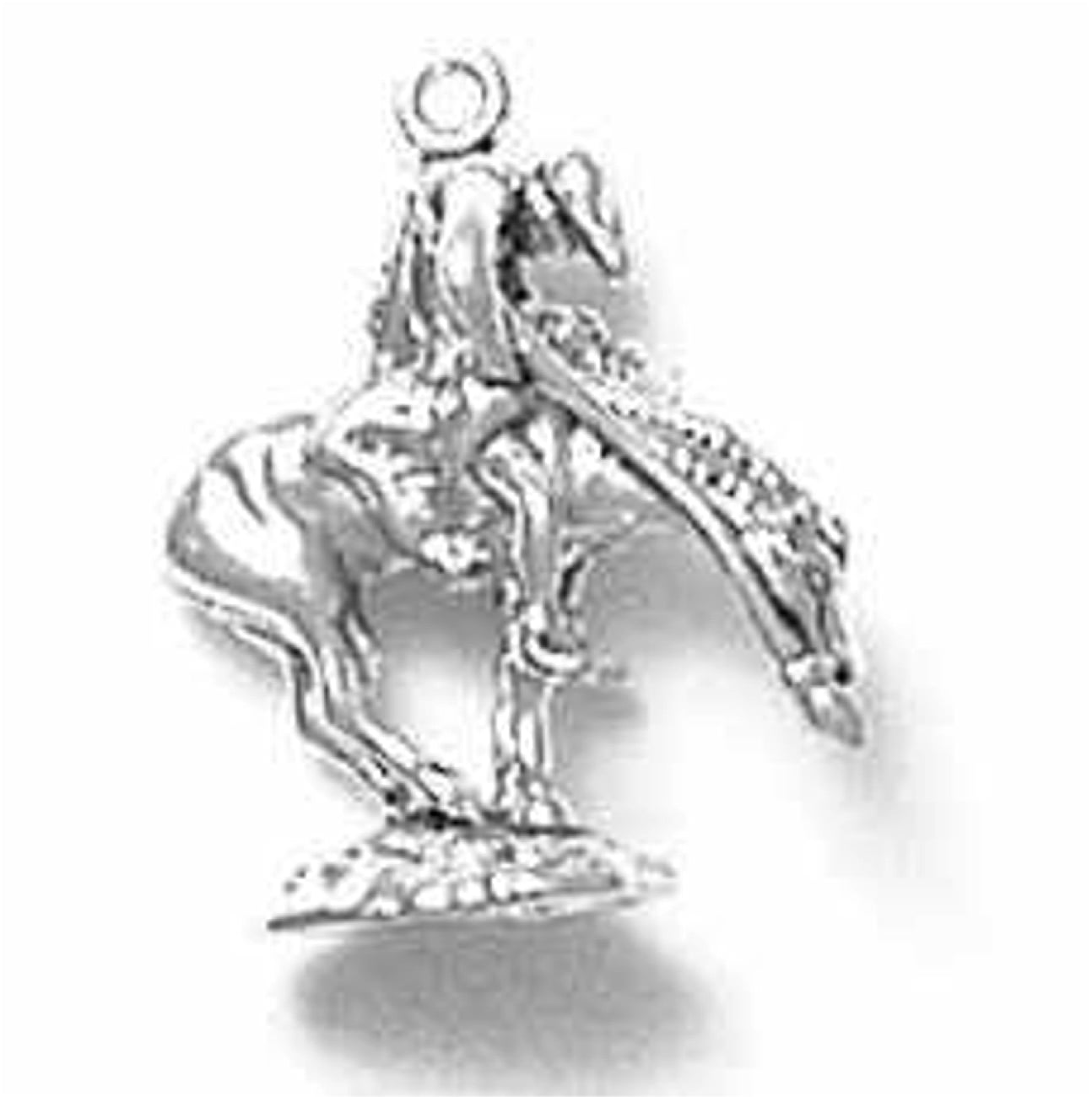 Sterling Silver Womens 1mm Box Chain 3D Trail Of Tears End Of Trail Indian On Horseback Pendant Necklace 