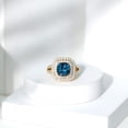 thumbnail image 3 of Rosec Jewels London Blue Topaz Engagement Ring with Double Halo - Cushion Cut Ring - AAA Quality Certified - With Jewelry Box, 18K Yellow Gold, US 11.50, 3 of 8