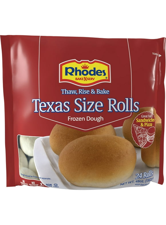 Rhodes Bake-N-Serv Frozen White Texas Rolls, 24 Large Dinner Rolls
