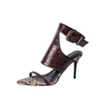 thumbnail image 1 of Tacones de Punta Negra con Cuero Patente en Relieve E Impresión de Piel de Serpiente para Banquete, Elegante Tacón Alto de 4,5 Pulgadas Tacones de Correa de Tobillo Negro con Hebilla Ajustable, 1 of 8